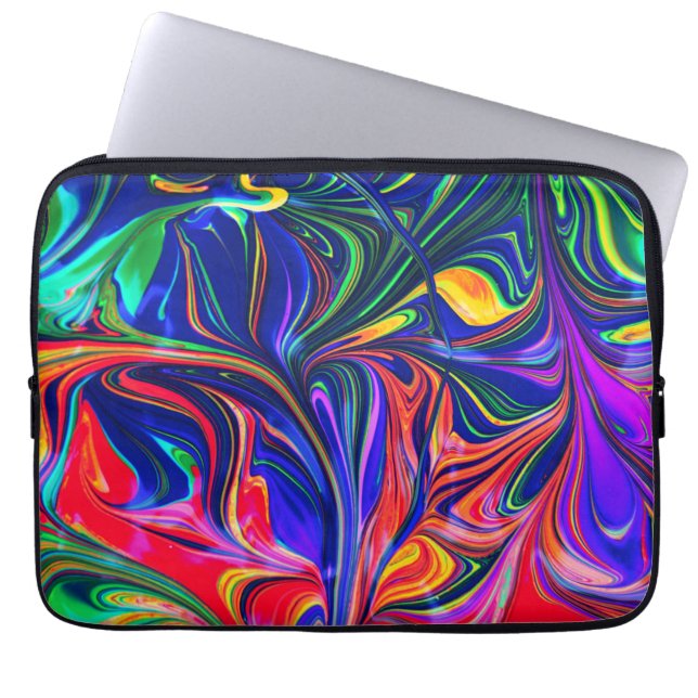 Rainbow Swirl Trippy Glow Stick Laptop Sleeve (Front)