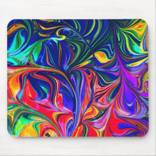 Rainbow Swirl Trippy Glow Stick Mouse Pad