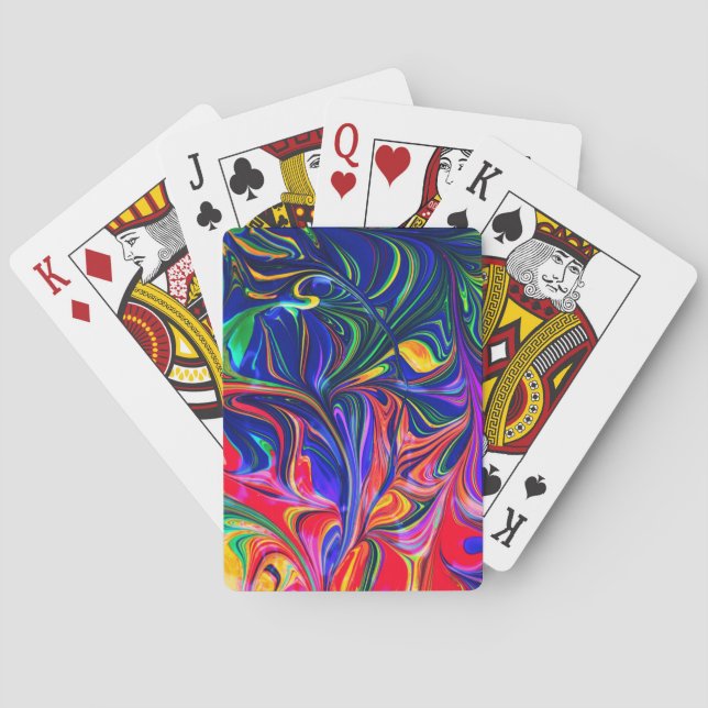 Rainbow Swirl Trippy Glow Stick Playing Cards (Back)