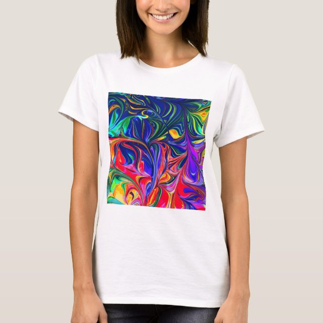 Rainbow Swirl Trippy Glow Stick T-Shirt (Front)