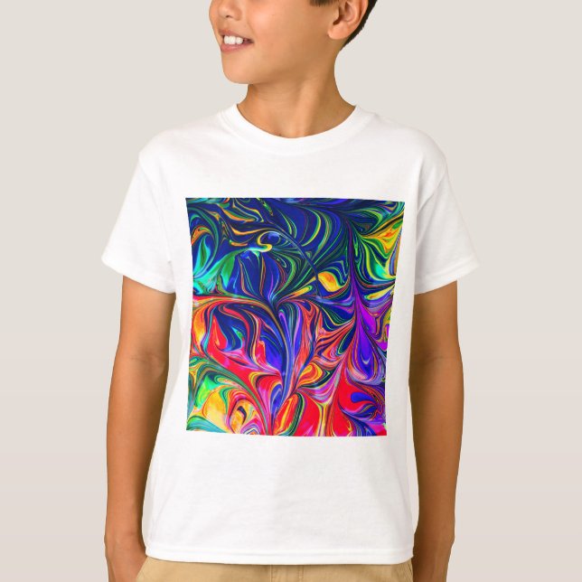 Rainbow Swirl Trippy Glow Stick T-Shirt (Front)