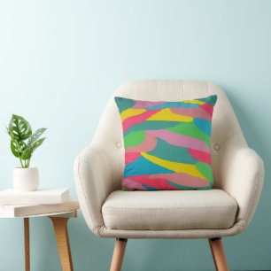 Rainbow Swirls Abstract Cushion