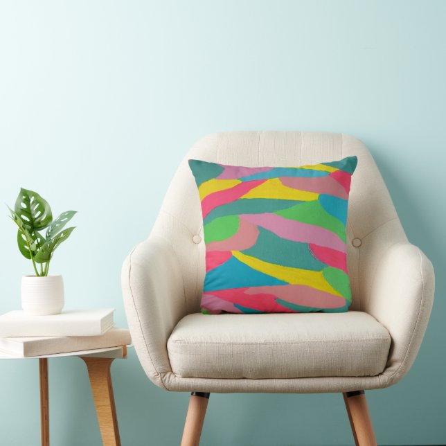 Rainbow Swirls Abstract  Cushion (Chair)