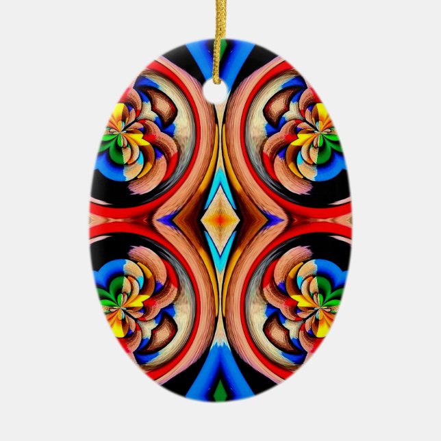Rainbow Swirls Abstract Ornament (Front)
