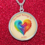 Rainbow Swirls and Splatters My Heart Belongs To Sterling Silver Necklace<br><div class="desc">Rainbow swirls and splatters,  abstract,  heart design with customisable text reading: My Heart Belongs To (add your sweetheart's name).</div>