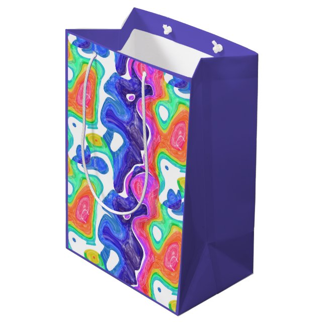 Rainbow Swirls Bath  Medium Gift Bag (Back Angled)