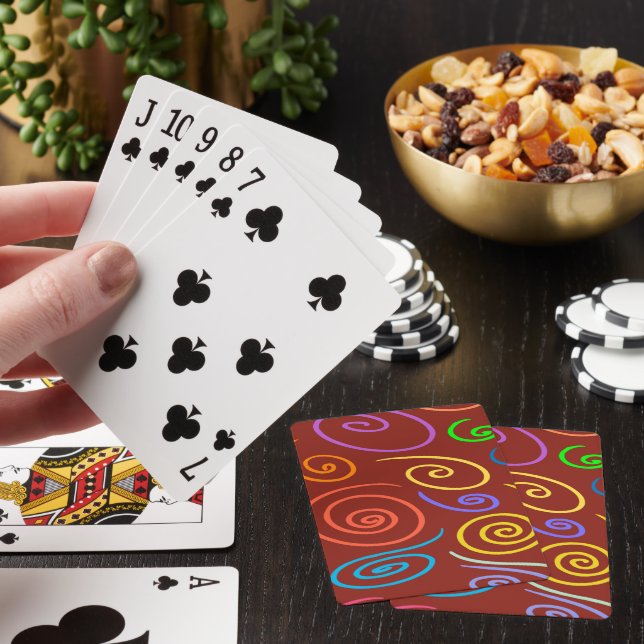 Rainbow Swirls Pattern Poker Cards (In Situ)