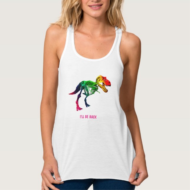 Rainbow T Rex Funny Fossil With Your Name Singlet (Front)