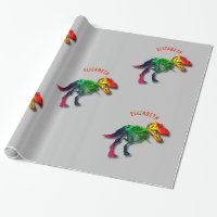 Rainbow T Rex Funny Fossil With Your Name