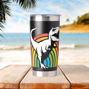 Rainbow T Rex Insulated Tumbler