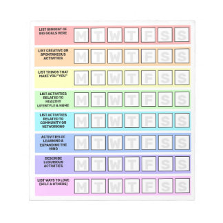 Rainbow Task List Work Life Balance  Weekly To Do Notepad
