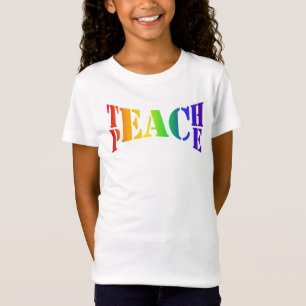Rainbow Teach Peace Girl's T-Shirt