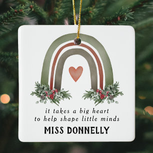 Rainbow Teacher Christmas Ceramic Ornament
