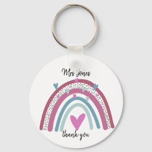 Rainbow Teacher Keychain, Thank You Teacher Gift,  Key Ring