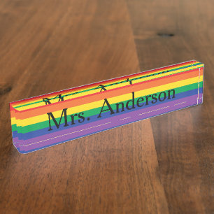 Rainbow Teacher Nameplate for desk