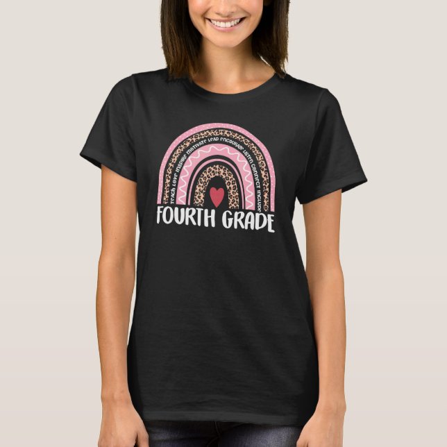 Rainbow Team Hello 4th Fourth Grade Rocks Squad Cr T-Shirt (Front)