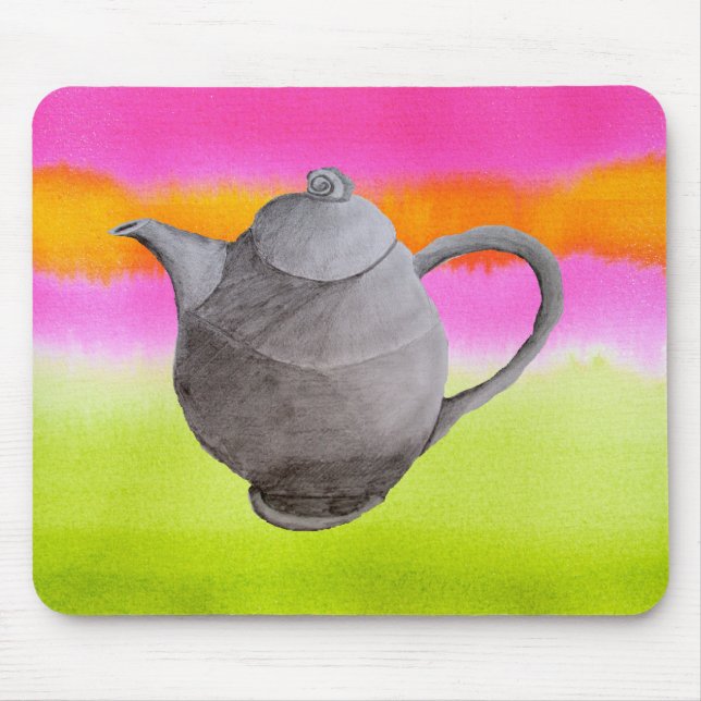 Rainbow Teapot arty tea party Mouse Pad (Front)