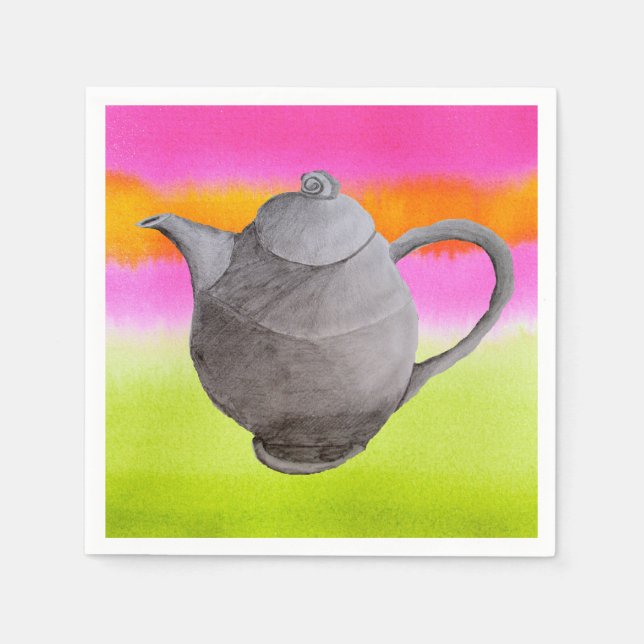 Rainbow teapot tea party napkin (Front)