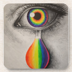 Rainbow tears poster throw pillow trivet stone coa coaster