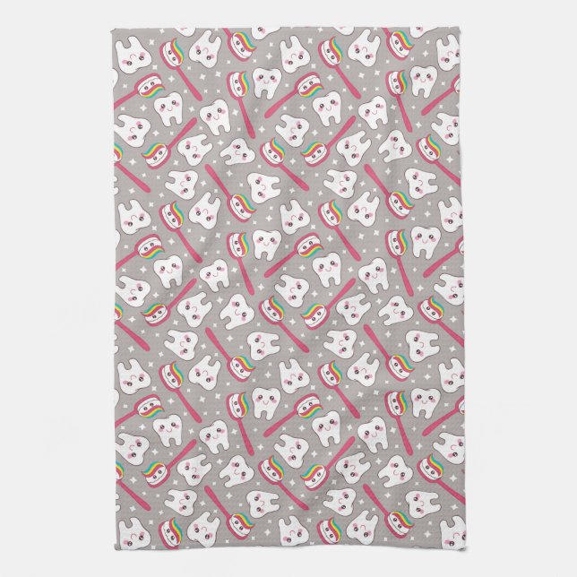 Rainbow Teeth Pattern Tea Towel (Vertical)