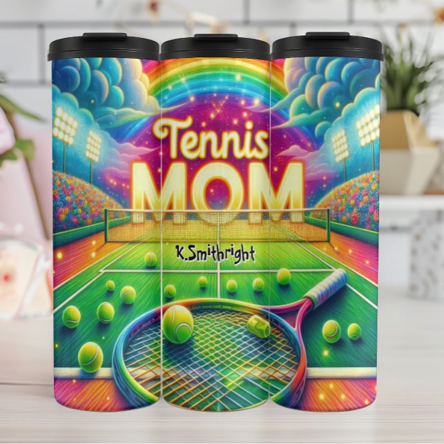 Rainbow Tennis Mum Court Thermal Tumbler (Creator Uploaded)