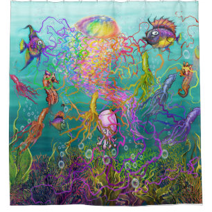 Rainbow Tentacles Shower Curtain