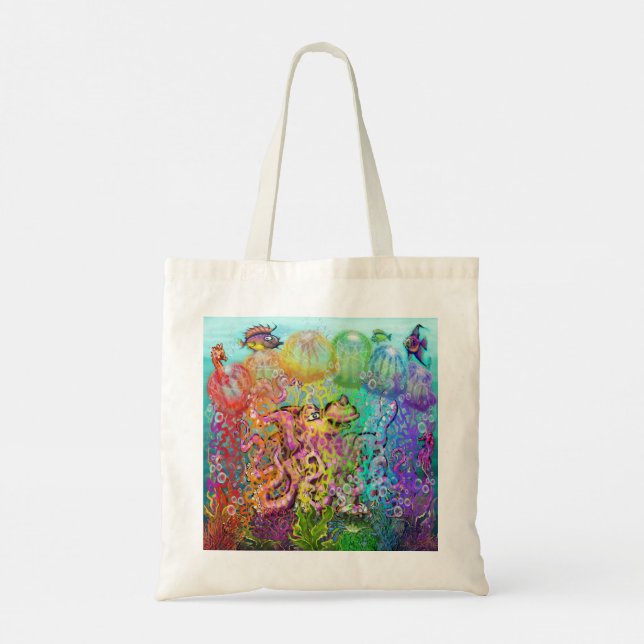 Rainbow Tentacles Tote Bag (Back)