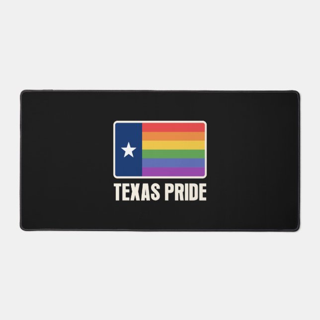 Rainbow Texas Flag Design for proud LGBT+ Texans Desk Mat (Front)