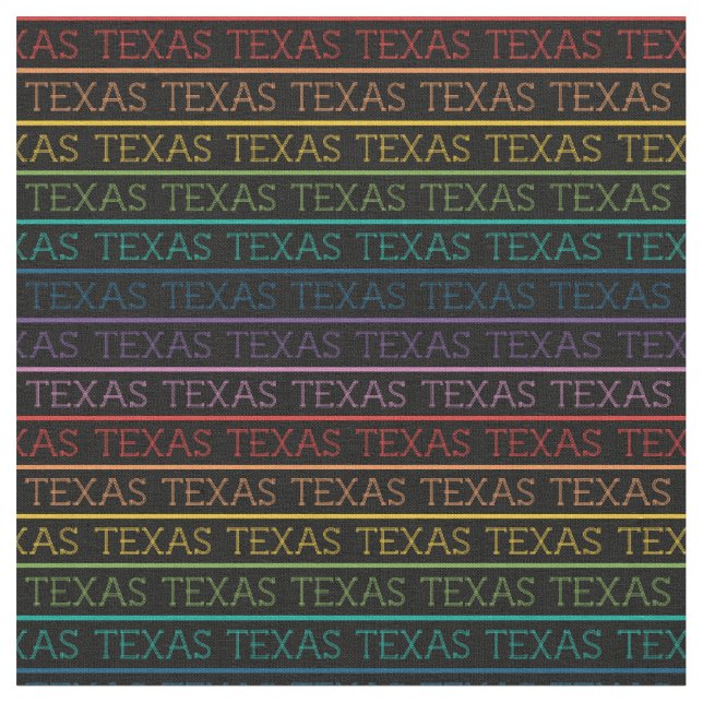 Rainbow Texas, Texas, Texas on Black Fabric (Close Up)