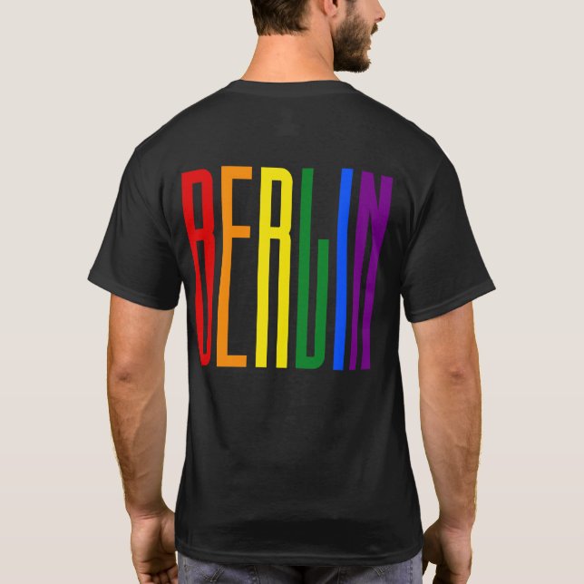 Rainbow Text LGBT Berlin Gay Pride LGBTQ CSD T-Shirt (Back)