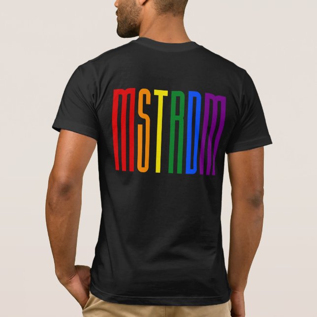 Rainbow Text LGBTQ Amsterdam Gay Pride LGBT T-Shirt (Back)