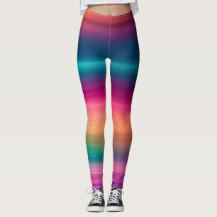 Rainbow Texture line Gradient Pattern Leggings
