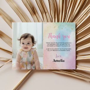 Rainbow Thank You Card Birthday Party
