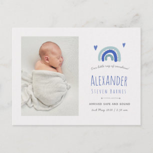 Rainbow thank you card, New baby announcement Postcard