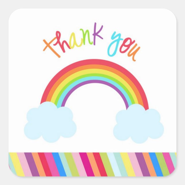 Rainbow Thank You Favour Stickers (Front)