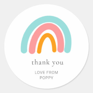 Rainbow Thank You Party Favour Classic Round Sticker