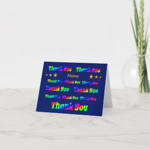 Rainbow thank you personalised custom name card