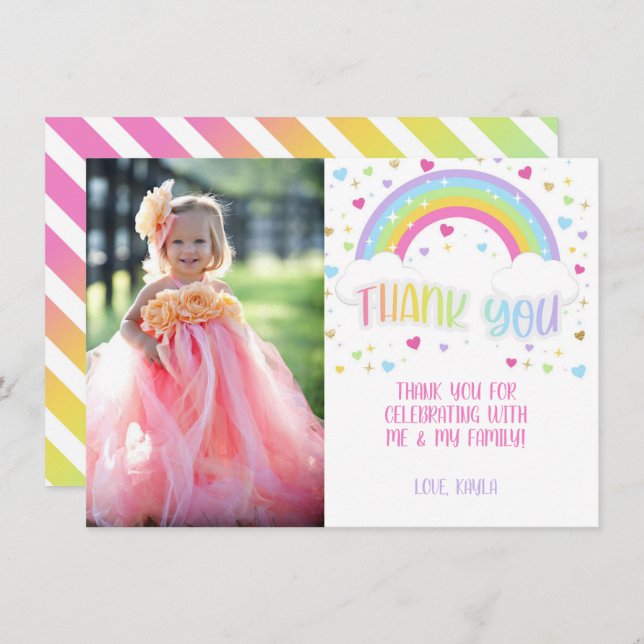 Rainbow Thank You Photo Card - Pastel (Front/Back)