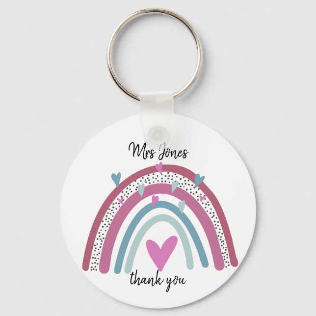 Rainbow thank you teacher gift key ring (Front)