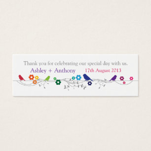 Rainbow Theme Birds Wedding Thank You Favour Tags