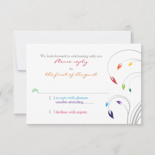 Rainbow Theme Floral Wedding RSVP Reply