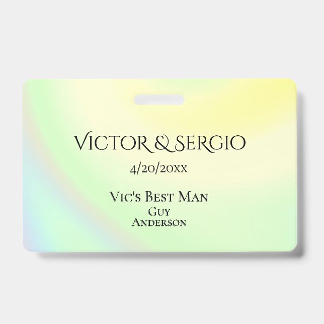 Rainbow Theme Wedding Party ID Double Sided Badge (Front)