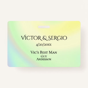 Rainbow Theme Wedding Party ID Double Sided ID Badge