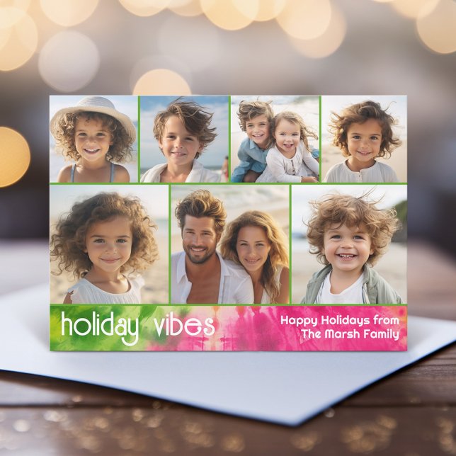 Rainbow Tie-Dye - 7 Photo Collage - Holiday Vibe (A funky tie dye design with 7 Christmas photos. Online and download options available.)