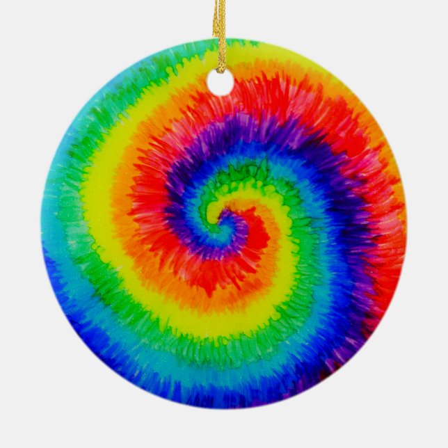 Rainbow Tie-Dye Alcohol Ink Ceramic Tree Decoration (Back)