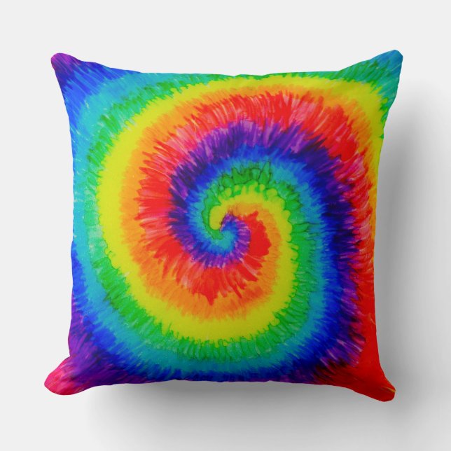 Rainbow Tie-Dye Alcohol Ink Cushion (Front)