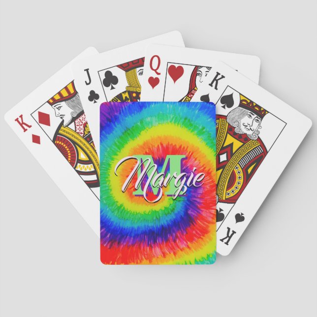 Rainbow Tie-Dye Alcohol Ink Playing Cards (Back)