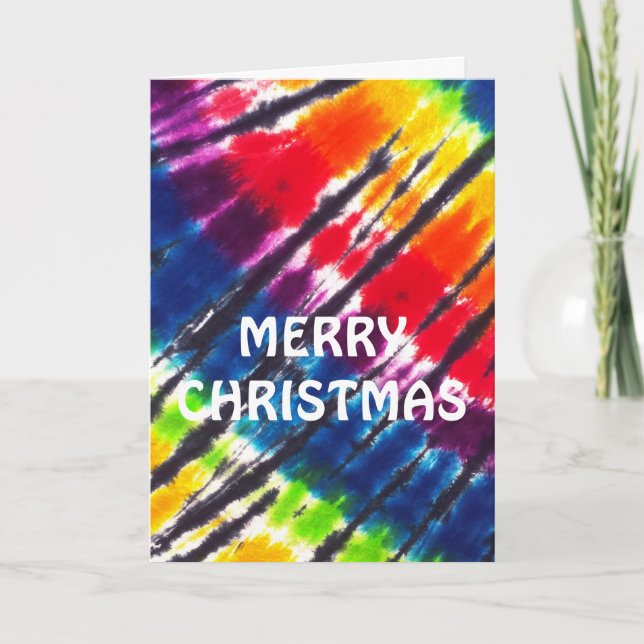 Rainbow Tie-Dye Christmas Holiday Card (Front)