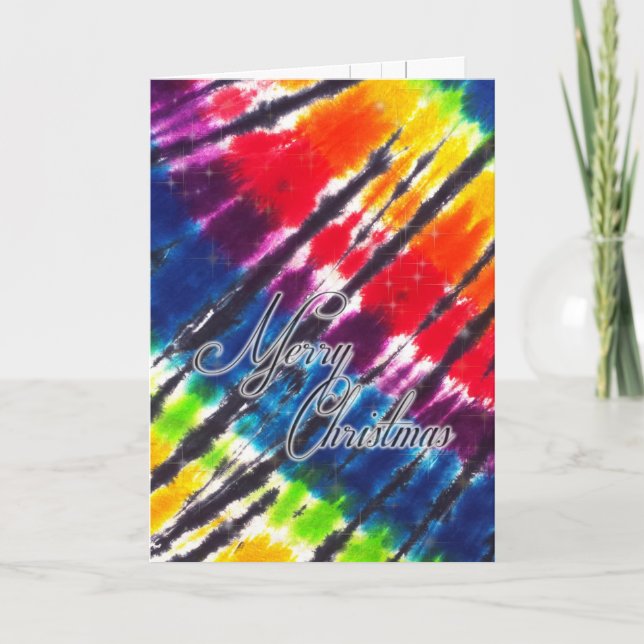 Rainbow Tie-Dye Christmas Holiday Card (Front)