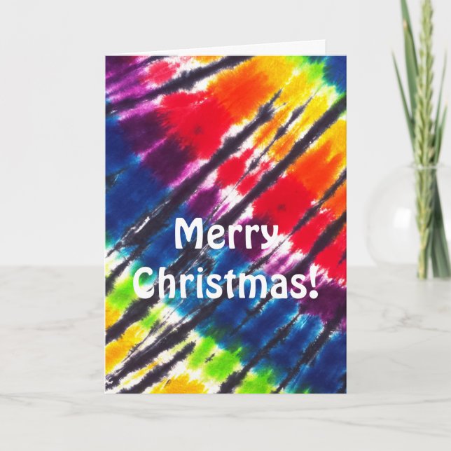 Rainbow Tie-Dye Christmas Holiday Card (Front)